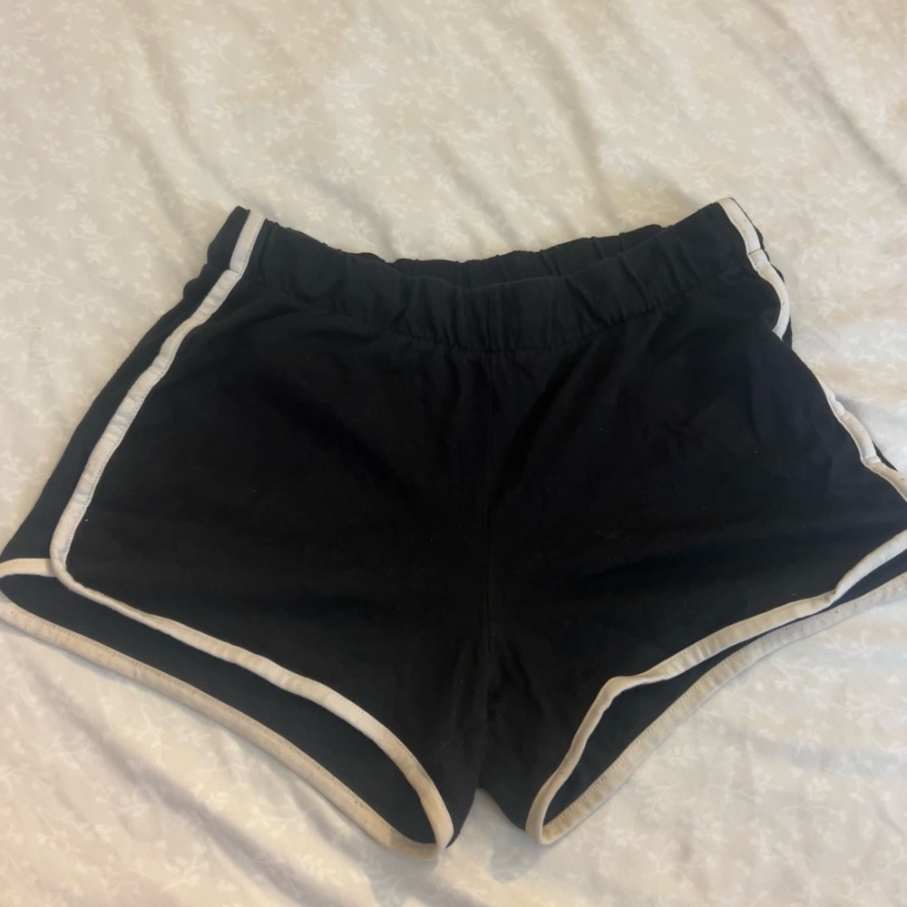 Black Women's Athletic Shorts with White Trim